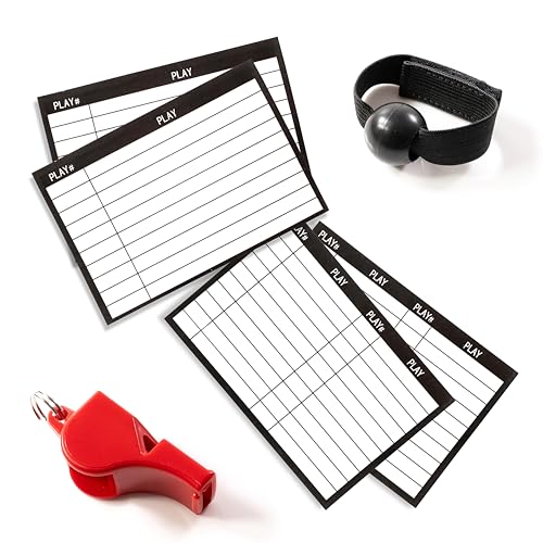 Quarterback Wristband Playbook for Youth and Adult 20 Pack - Football, Baseball, Softball Play Wristbands for Training - Complete with Coach Whistle and Pair of Trainer Receivers
