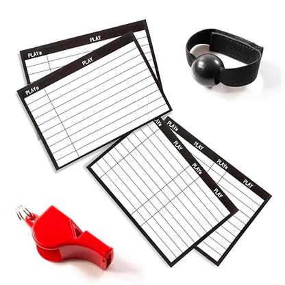 Quarterback Wristband Playbook for Youth and Adult 20 Pack - Football, Baseball, Softball Play Wristbands for Training - Complete with Coach Whistle and Pair of Trainer Receivers