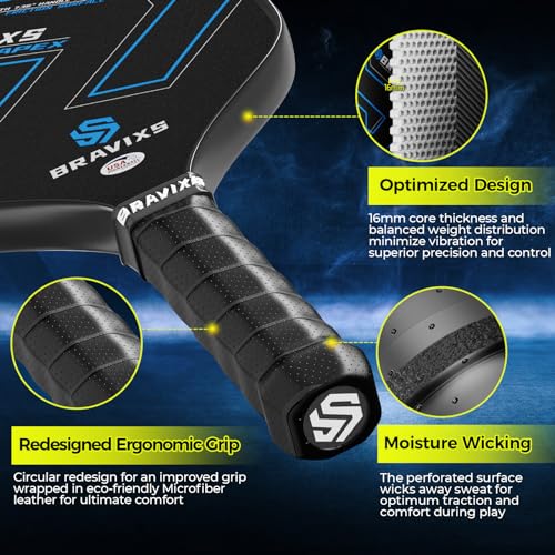 Pickleball Paddles Set of 2 USAPA Approved T700 Raw Carbon Fiber Pickleball Paddle, Friction Surface Pickleball Rackets with 4 Balls 1 Pickleball Bag, Pickle Ball Paddle Set for Men and Women - color: Blue