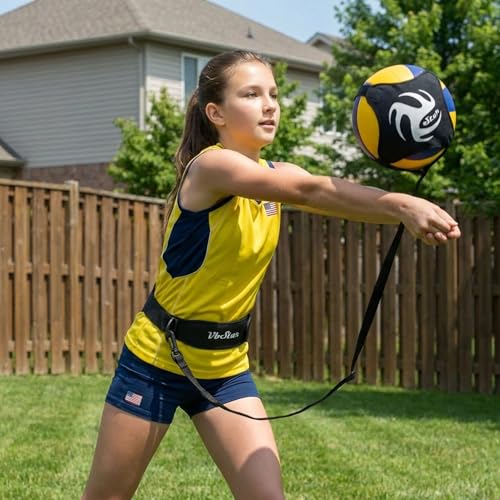 Volleyball Trainer with Silent House Ball – Indoor Practice Training Set with Serve Trainer Belt and Quiet Indoor Volleyball for Beginners & Advanced Players