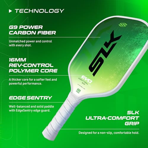 2024 Selkirk SLK Evo Control XL Pickleball Paddle & Selkirk Pro S1 Ball | Carbon Fiber Pickleball | Rev-Core Power Polymer Core Core | 38 Hole Design | 12 Outdoor Pickleball Balls