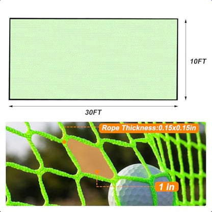 Gagalileo Golf Net for Hitting Cage - High Impact Replacement Practice Netting Easy Assemble Durable Nylon PE Blend for Backyard Indoor Garage Driving Chipping Training 10x10ft to 10x40ft