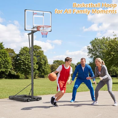 Goplus Portable Basketball Hoop Outdoor for Adults, 5.6-10 FT Adjustable Basketball Hoop Goal System with Shatterproof Backboard, Shock Absorbent Rim, Fillable Base, 2 Wheels, for Backyard Driveway