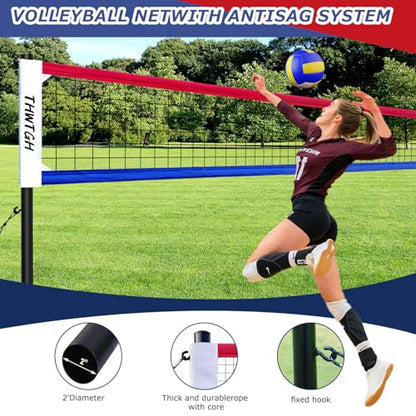 2025 Upgraded Portable Outdoor Volleyball Net Set with Adjustable Height Aluminum Poles, Volleyball Net for Backyard, Anti-Sag Design, Portable Volleyball Net for Backyard,Grass and Beach