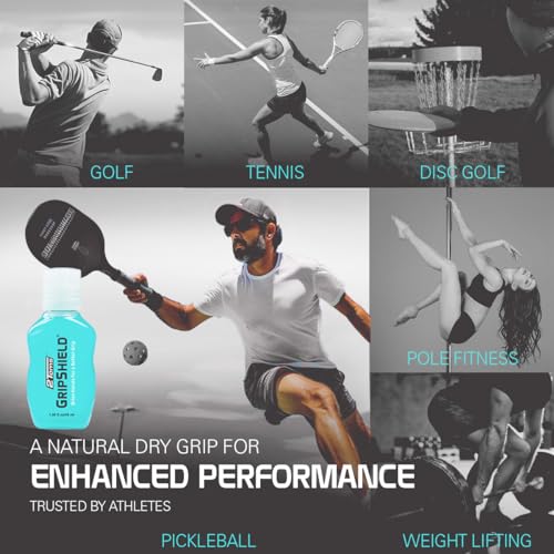 2Toms GripShield, Non-Sticky Grip Enhancer, Dry Grip Solution for Sweaty Hands, Tennis, Pickleball, Golf, Pole Dancing, and Gaming