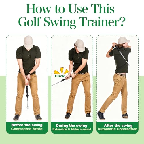 Golf Grip Swing Training Aid, Retractable Golf Swing Training Aid for Right Handed Golfers,Golf Grip Trainer Attachment for Indoor Practice, Golf Accessories