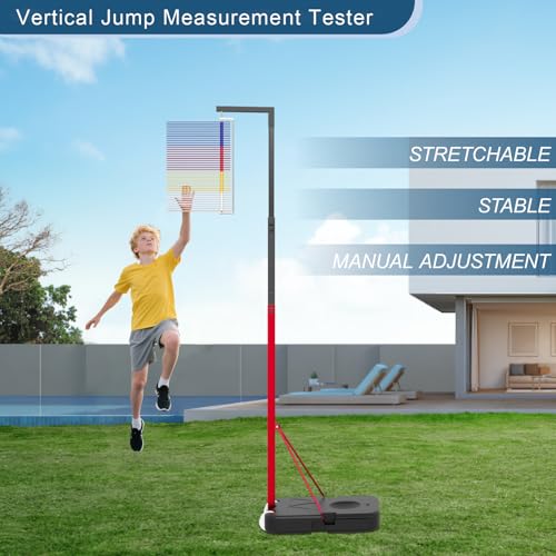 Vertical Jump Tester, Height Adjustable Vertical Jump Measurement Tool, Jump Height Trainer for Basketball and Volleyball Training (‎Jump Tester SE, 4.92 ft-11.81 ft (150-360 cm))