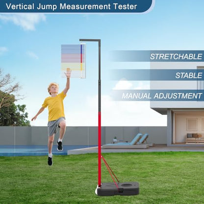 Vertical Jump Tester, Height Adjustable Vertical Jump Measurement Tool, Jump Height Trainer for Basketball and Volleyball Training (‎Jump Tester SE, 4.92 ft-11.81 ft (150-360 cm))