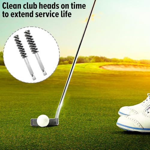 Nogeqi 4 Pack Golf Club Hosel Brush, Stainless Steel Wire Brush Cleaning Tool with Hex Shank Handle for Wood and Iron Golf Clubs, Compatible with Electric Drill