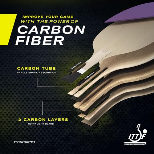 PRO-SPIN Ping Pong Paddles – ITTF Approved Professional Table Tennis Rackets with Carbon Fiber for Superior Control | 7-Ply Blade, Premium Rubber, 2.0mm Sponge - color: 1-Pack | Violet