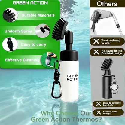 Golf Club Brush with Magnetic Clip & Water Sprayer - 5oz Capacity, Stiff Bristles for Deep Cleaning, Silicone Hose & Gravity Ball for Easy Use on Course - color: White