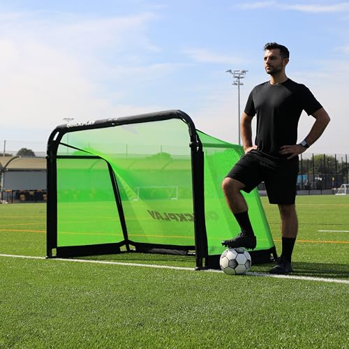 QuickPlay Pro Alu Training Soccer Goals - Portable Pop Up Soccer Goals with Aluminum Frame, Backyard Soccer Nets for Kids Soccer & Soccer Training Equipment with 10-Second Foldable Packdown - size: 6x4'
