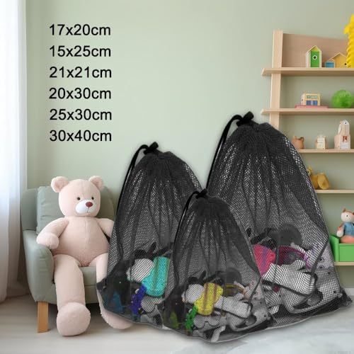 Breathable Mesh Drawstring Bags | Multipurpose Nylon Sports Storage for Activity Gear | Durable Construction(25 x30cm) - size: Medium