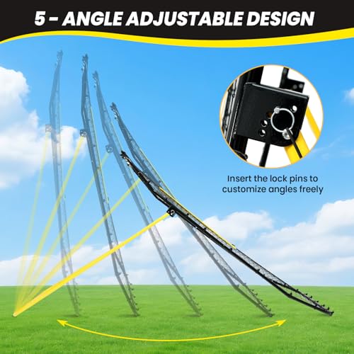 BAGAIL Volleyball Rebounder Net 7x4 Ft, Bounce Back Training Equipment with Unique Curved Frame for Better Catching, 5 Adjustable Angles for Volleying & Spiking, Easy Set Up & Sturdy Base - color: Yellow
