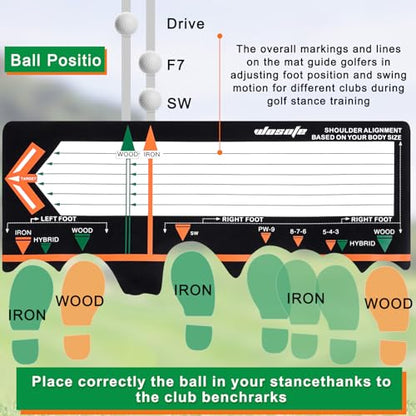 WinnerWhy Golf Training Mat Practice Swing Mat Practice Equipment for Beginner Posture Assistance Entry Level Golf Stance Corrector Indoor Outdoor