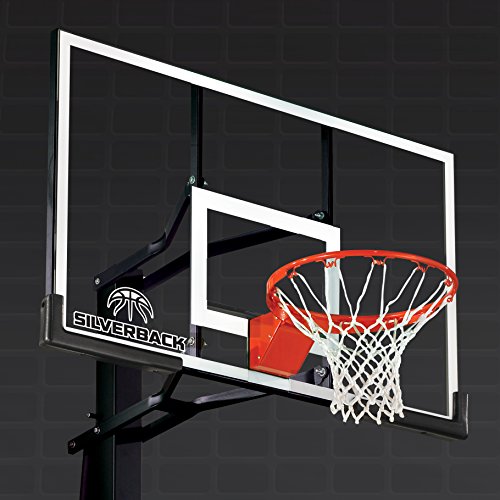 Silverback 54" Height Adjustable In-Ground Basketball Hoop with Tempered Glass Backboard, Pro-Style Breakaway Rim & Backboard Pad