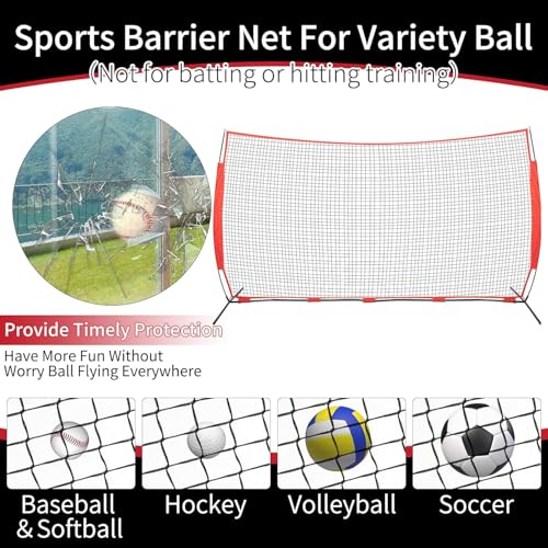 7x7/16x10/20x10ft Baseball Net Backstop Net,Fix Ball Stop Net by 4 Spike&2 Sandbag,Sports Net Barrier with Handbag,Lacrosse Net Backstop for Basketball,Hockey Train,Baseball Net Barrier for Playground - size: 20x10ft baseball backstop net