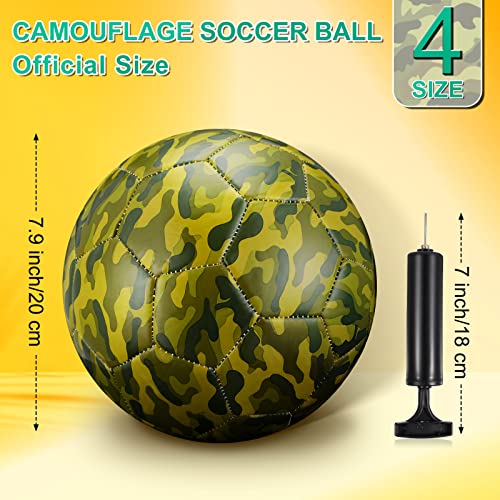 HyDren 4 Pcs Soccer Ball with Pump Official Size 4/5 Deflated Soccer Balls Bulk for Outdoor Indoor Practice Training Sport Gift for Kid Teen Youth Adult Back to School - size: Size 4, style: Camouflage