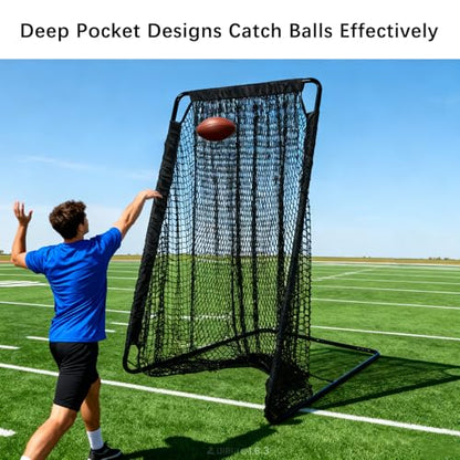 Football Kicking Cage Net: 40X80IN Heavy Duty with Steel Frame Professional Practice for Powerful Kicking & Punting Includes Sandbags & Stakes