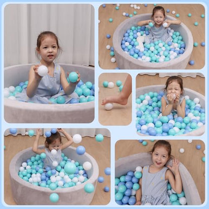 MoonxHome Ball Pit Balls for Toddlers, BPA Free Crush Proof Plastic Toy Balls for Ball Pit, Children's Pool Water Toys, Macaron Ocean Balls for Play Tent 2.15 Inch Pack of 100 200 500 800 1000 - color: M-green&blue