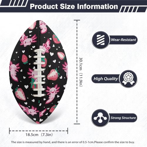 SYtrade Recreational Football Game Footballs PU Composite Leather Footballs for Training Indoor Outdoor - color: Axolotl Love Strawberry Black