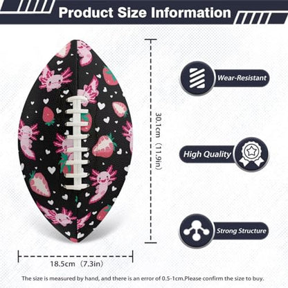 SYtrade Recreational Football Game Footballs PU Composite Leather Footballs for Training Indoor Outdoor - color: Axolotl Love Strawberry Black