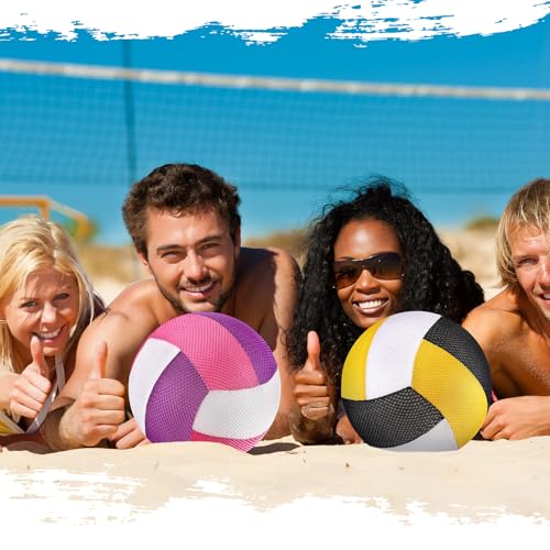 Threan 2 Pcs 8.5 Inch Waterproof Pool Volleyball Colorful Grip Water Volleyball Beach Toy Pool Sports Training Ball Outdoor and Indoor Activities