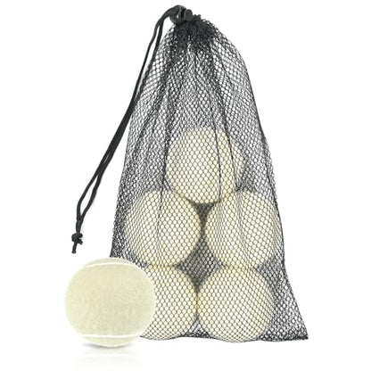 Tennis Balls 6 Pcs Training Tennis Balls Come with Mesh Bag for Easy Transport Beginner High Elasticity Practice Loose Tennis Ball for Dogs Natural Rubber Material