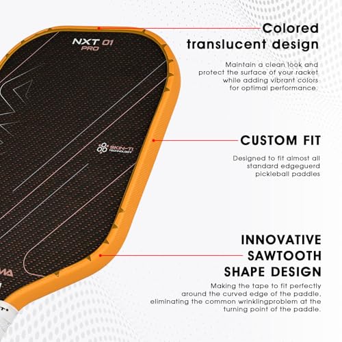 PICKLETECH Pickleball Paddle Protection Tape - Paddle Head Edge Guard - Racket Edge Protection Tape -Fit Perfectly Curved Edge -No Wrinkling - color: Yellow Diagonal Stripe, size: Width 20mm