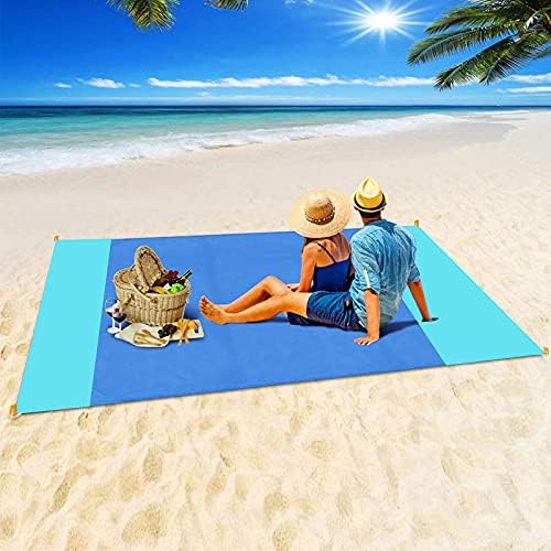 Beach Blanket, Beach Mat Sand Free Waterproof 79" X 83" Suitable for 4-7 Adults, Waterproof Lightweight Picnic Blankets for Travel, Camping, Hiking - color: Light Blue, size: Small