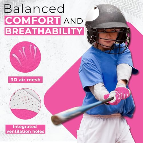HANDLANDY Baseball Batting Gloves for Adult Youth, Grip Breathable Softball Batting Gloves Fit Men Kids Boys Girls - color: Pink-Kids, size: Kids Small