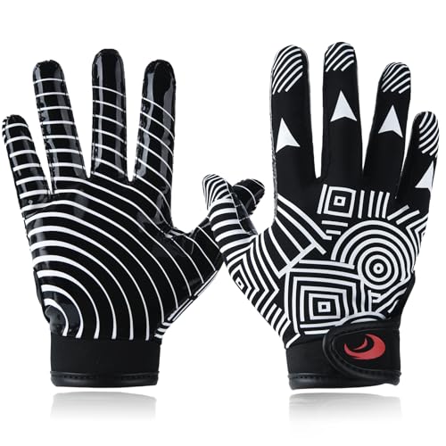 Youth Football Gloves Kids Silicone Grip Receiver Gloves with Super Stick Ability for Best Game Experience