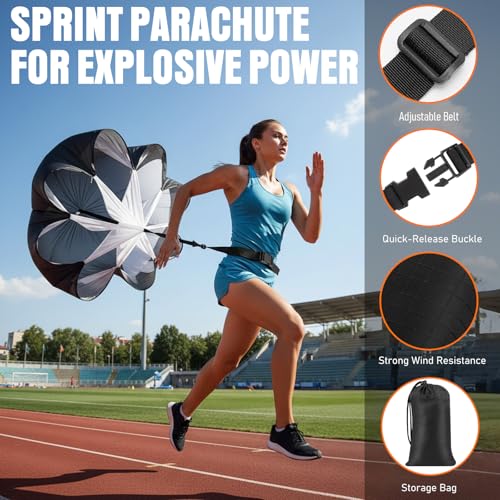 Agility Ladder, Soccer Football Training Equipment Set - 20ft Speed Ladder, 4 Hurdles,Parachute, 12 Cones & Jump Rope | Agility & Speed Training for Kids Youth Adults,Basketball & Football Accessories