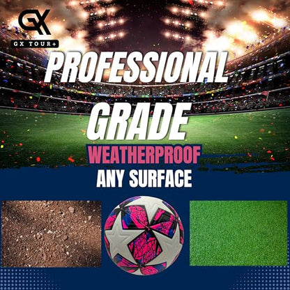 Soccer Ball Size 4. GX Soccer Champions Soccer Ball. Professional Grade PU Durable Material. - size: Size 5
