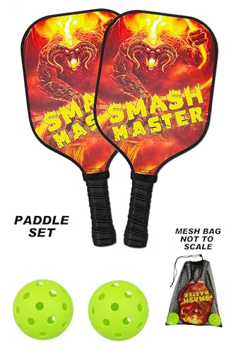 Smash Master Fiberglass Honeycomb Pickleball Paddle Set