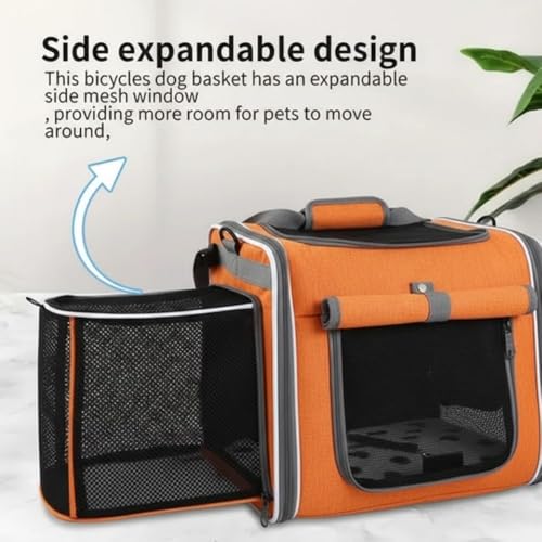 New Dog Bike Basket - Premium Dog Basket for Bike, Secure Pet Basket for Rides with Safety Strap, Dog Carrier Backpack Carrier with Dog Bowl by Luniko Shop (Orange)