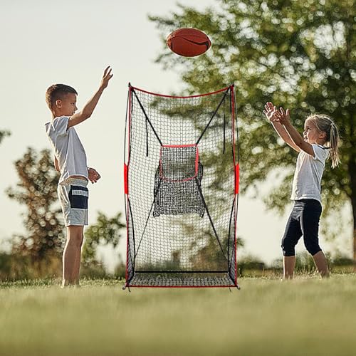 Football Kicking Net for Quarterback Training - 3x6FT Passing Accuracy Trainer with Bonus Detachable Center Throwing Target Pocket - Portable for Backyard Practice