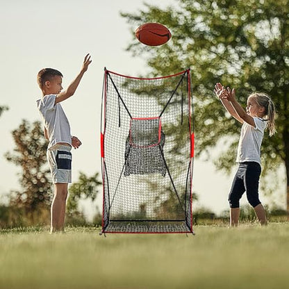 Football Kicking Net for Quarterback Training - 3x6FT Passing Accuracy Trainer with Bonus Detachable Center Throwing Target Pocket - Portable for Backyard Practice