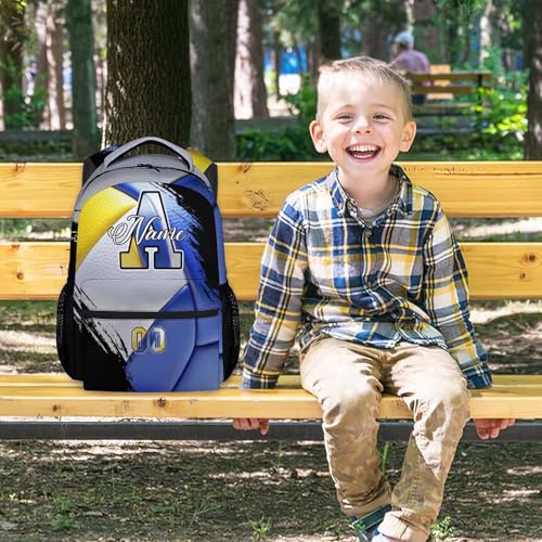 Mercuryelf Volleyball Backpack for Girls - Custom Name Kids School Bookbag for Teen Athlete and Volleyball Team - color: Blue