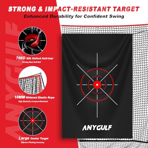 Pro Golf Net, 10x7ft Heavy Duty Golf Practice Net with Mat, Outdoor Indoor Hitting Nets with Noise Reduce Silk Target for Backyard Driving Chipping/Garage Training, Christmas Golf Gifts for Men Boys