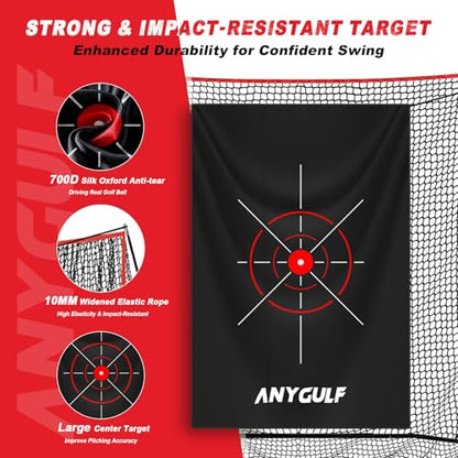 Pro Golf Net, 10x7ft Heavy Duty Golf Practice Net with Mat, Outdoor Indoor Hitting Nets with Noise Reduce Silk Target for Backyard Driving Chipping/Garage Training, Christmas Golf Gifts for Men Boys