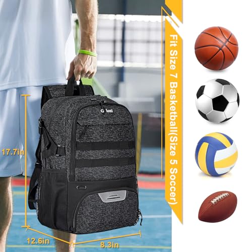 Goloni Basketball Backpack,Large Basketball Bag with Ball Compartment & Shoe Compartment,Sports Bag Fit Volleyball, soccer - color: Black
