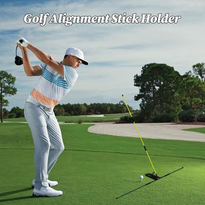Golf Alignment Sticks - Adjustable Swing Rod Trainer, Ggolff Practice Aid, Lightweight Training Rods | Indoor Chipping Hitting, Backyard Home Golf Drills - color: Yellow