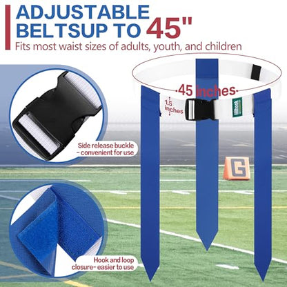 Flag Football Belts, 10/14 Player White Flag Football Sets for Youth, Kids and Adults Team Sports Training Games - color: Red and Blue