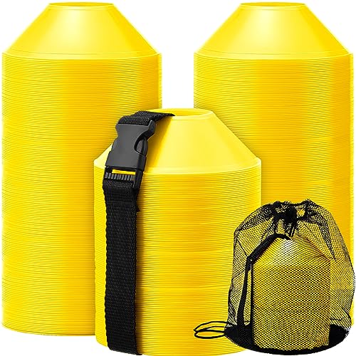 Hanaive 100 Pieces Mini Soccer Cones for Sport Drills 5 Inch Agility Disc Cones with Accessories for Kids Football Training - color: Yellow