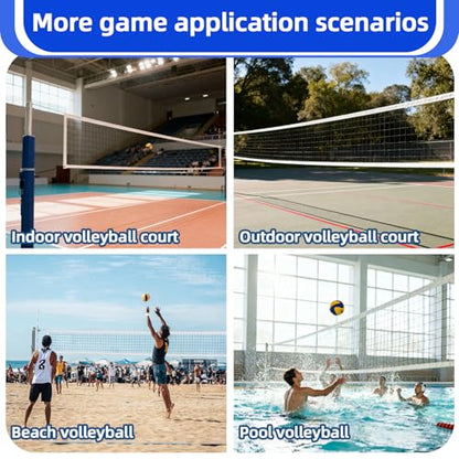 Professional Heavy Duty Volleyball Net - RAINFLOW Outdoor Volleyball Nets with Aircraft Steel Cable, 32x3ft Volley Ball Net for Backyard,Pool,Beach, Badminton/Pro Volleyballnets Set(Net Only)