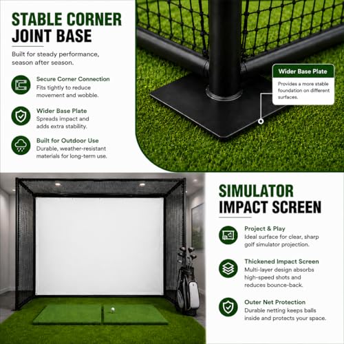 YUNIC Golf Driving Cage with Metal Frame - Choose Standard Hitting Target or Simulator Impact Screen - size: 8'(W) x8'(H) x8'(D), style: Simulator Impact Cage