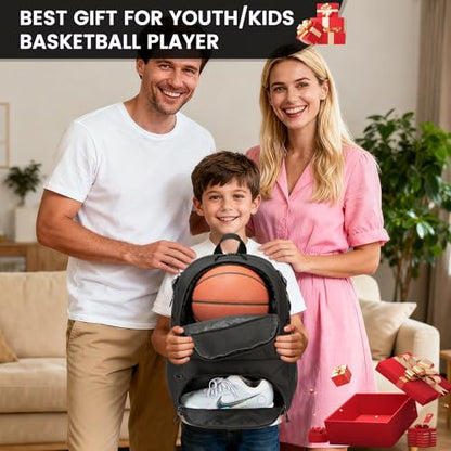 Basketball Backpack - Large Sports Equipment Bag with Ball Holder & Shoe Compartment for Basketball. (black) - color: Black