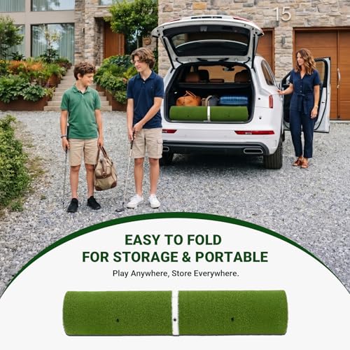 Large Golf Hitting Mat 6x4ft Indoor Outdoor Backyard, Golf Practice Mat with Phone Slot & Ball Tray, Heavy Duty Artificial Turf Driving Range Golf Simulator Mat with Alignment Line - color: 6x4FT;31mm