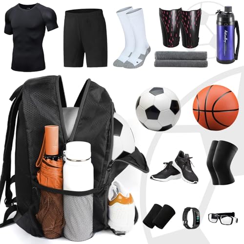 YOREPEK Soccer Backpack,Soccer Bag with Ball Holder, Water resistant Sport Equipment Bags Fit Basketball Volleyball Football - color: Grey